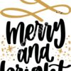 SVG Merry and Bright Gold Thumbnail